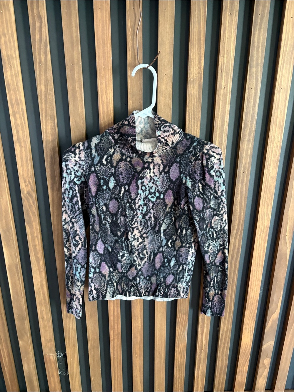 Rebecca Taylor Purple and Black Snake-Print Long Sleeve Top